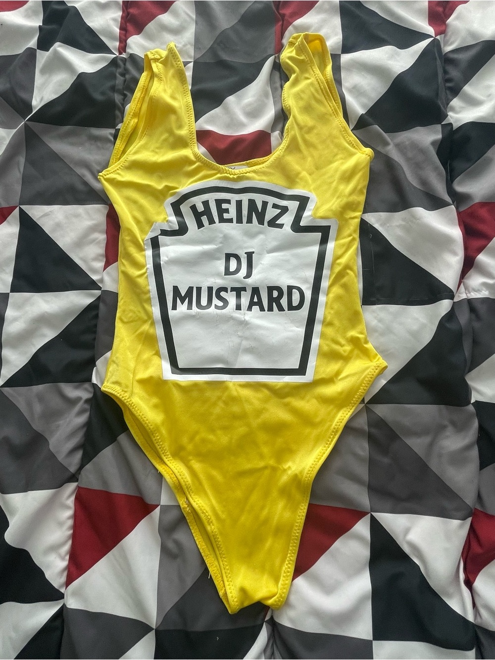 Yellow Graphic One-Piece Swimsuit - Heinz DJ Mustard Print